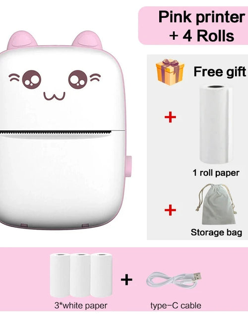 Load image into Gallery viewer, Mini Thermal Printer Wireless BT 200Dpi Label Photo Memo Wrong Question Printing Tag Bluetooth Printer USB Cable Portable
