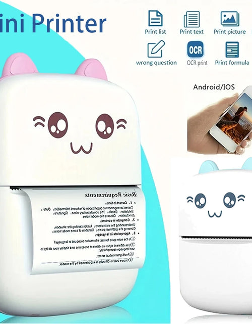 Load image into Gallery viewer, Mini Thermal Printer Wireless BT 200Dpi Label Photo Memo Wrong Question Printing Tag Bluetooth Printer USB Cable Portable
