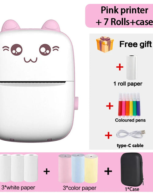 Load image into Gallery viewer, Mini Thermal Printer Wireless BT 200Dpi Label Photo Memo Wrong Question Printing Tag Bluetooth Printer USB Cable Portable
