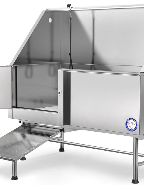 Load image into Gallery viewer, Flying Pig 62" Stainless Steel Pet Dog Grooming Bath Tub with Walk-In Ramp &amp; Accessories (Left Door/Right Drain)
