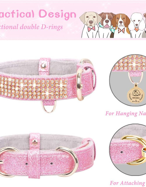 Load image into Gallery viewer, Cat Collar, Dog Collar, [Bling Rhinestones] Premium PU Leather with Pendant Adjustable Collars for Small to Medium Dog Medium Pink
