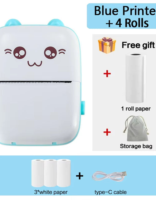 Load image into Gallery viewer, Mini Thermal Printer Wireless BT 200Dpi Label Photo Memo Wrong Question Printing Tag Bluetooth Printer USB Cable Portable
