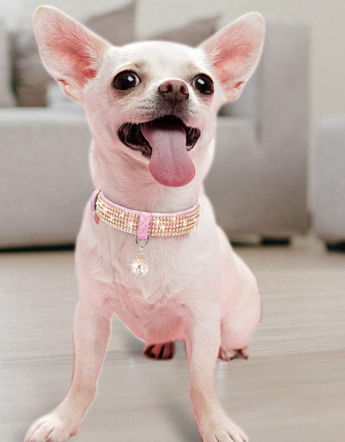 Load image into Gallery viewer, Cat Collar, Dog Collar, [Bling Rhinestones] Premium PU Leather with Pendant Adjustable Collars for Small to Medium Dog Medium Pink
