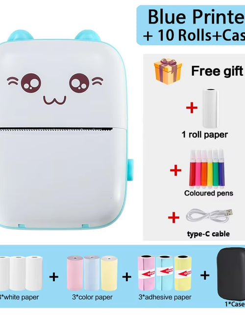 Load image into Gallery viewer, Mini Thermal Printer Wireless BT 200Dpi Label Photo Memo Wrong Question Printing Tag Bluetooth Printer USB Cable Portable
